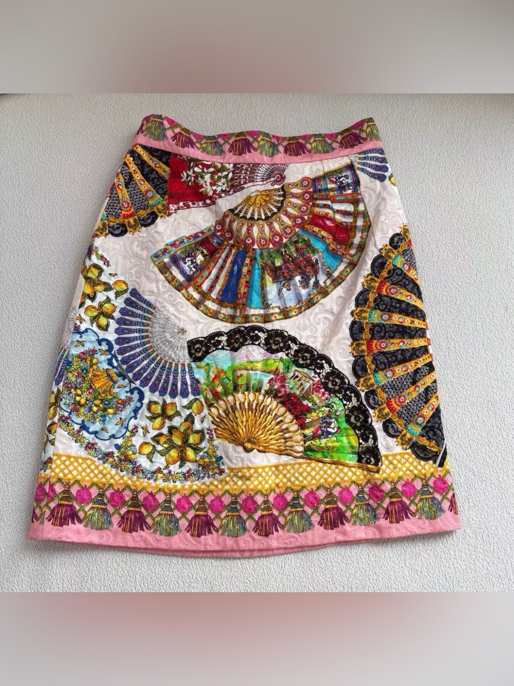 🚩steal Dolce & Gabbana Multicolor Fan Motif A-Line Skirt
